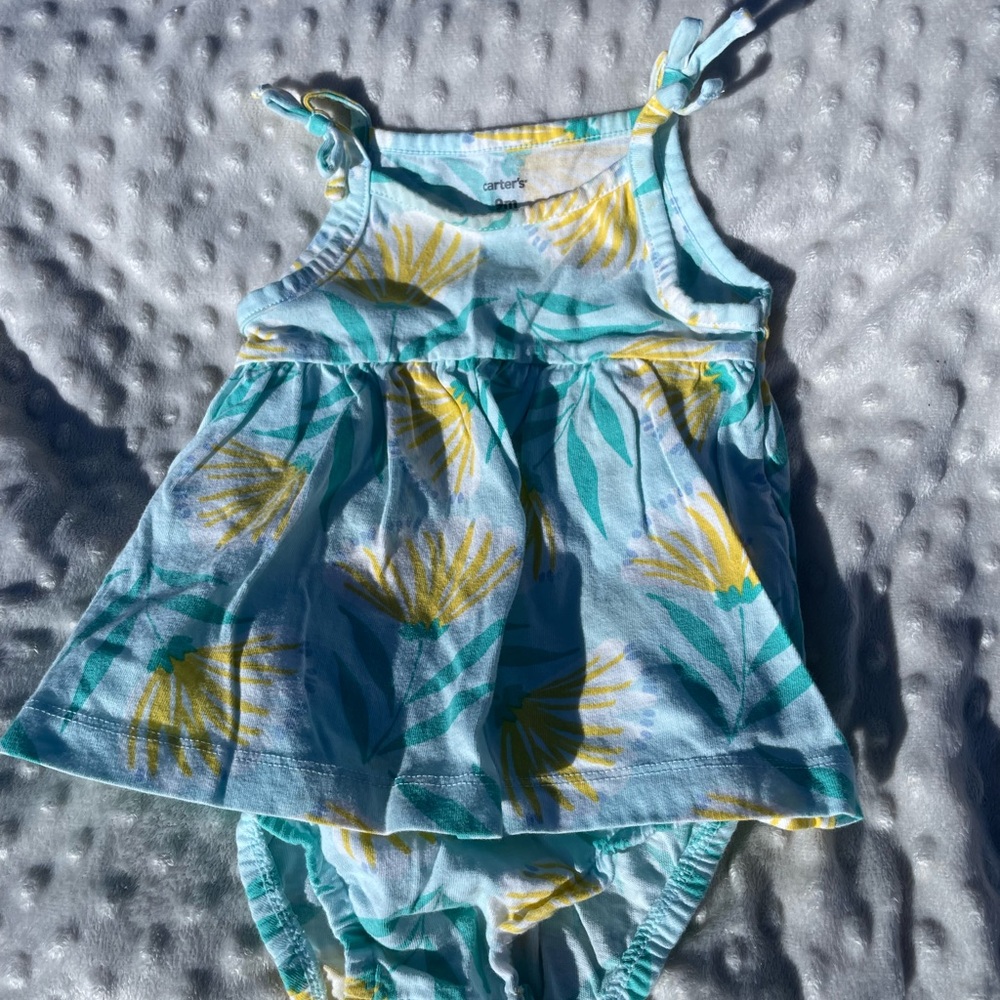 Carter's Blue and Yellow Floral Diaper Cover